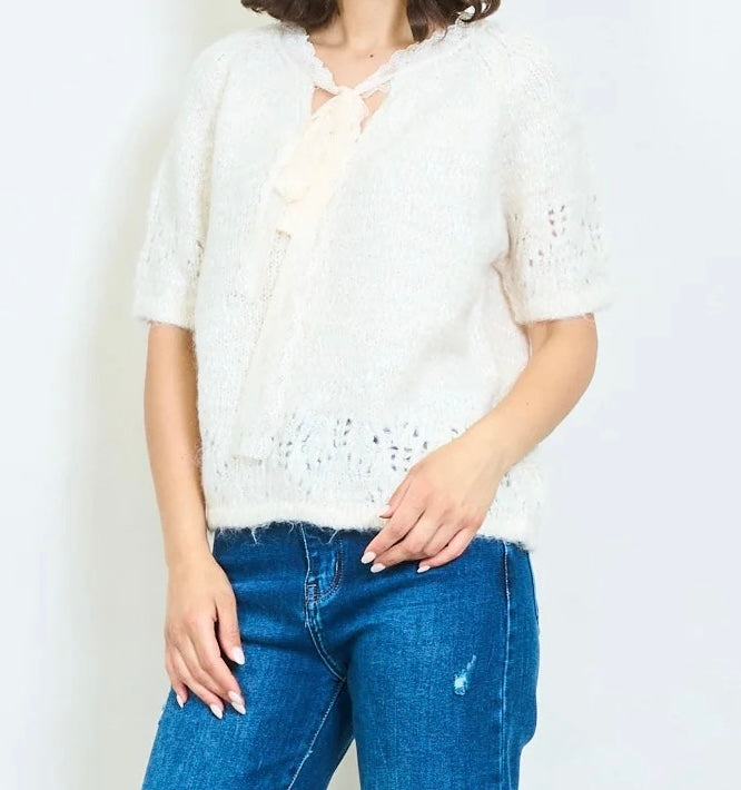 Strickpullover Halbarm Schleife