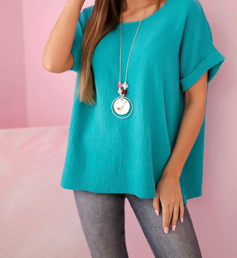 Musselin Shirt  mit Halskette
