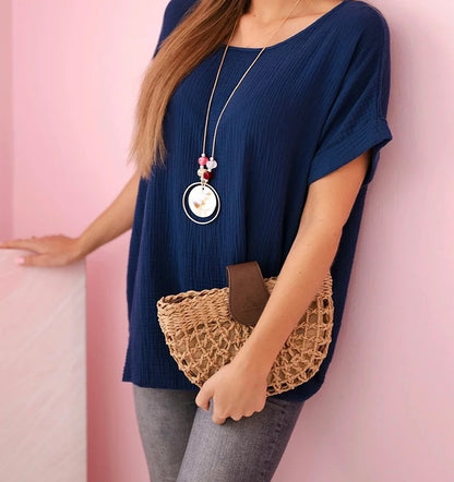 Musselin Shirt  mit Halskette