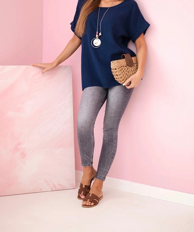 Musselin Shirt  mit Halskette