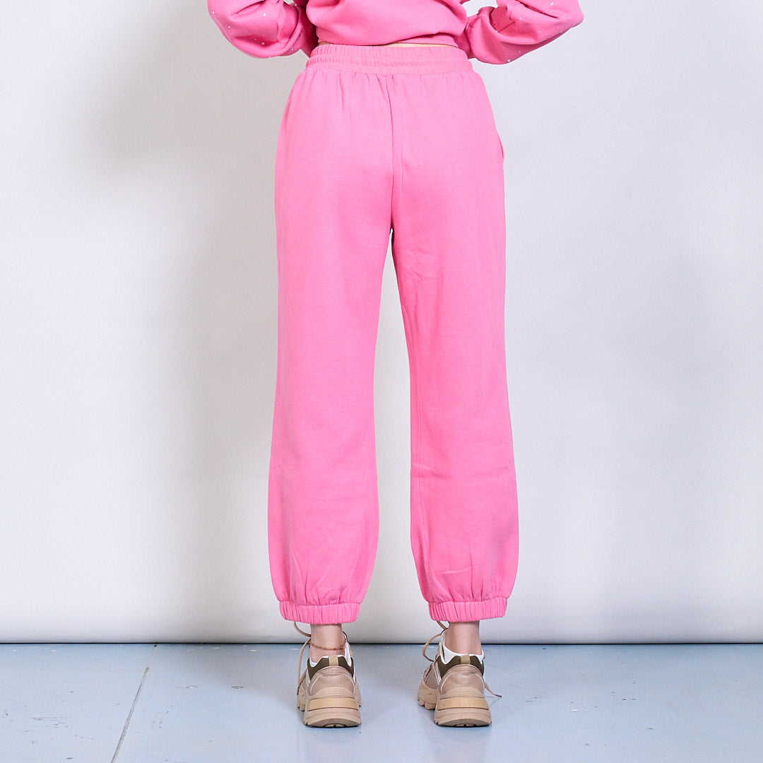 Set aus Sweatshirt und Hose mit Strasssteinen