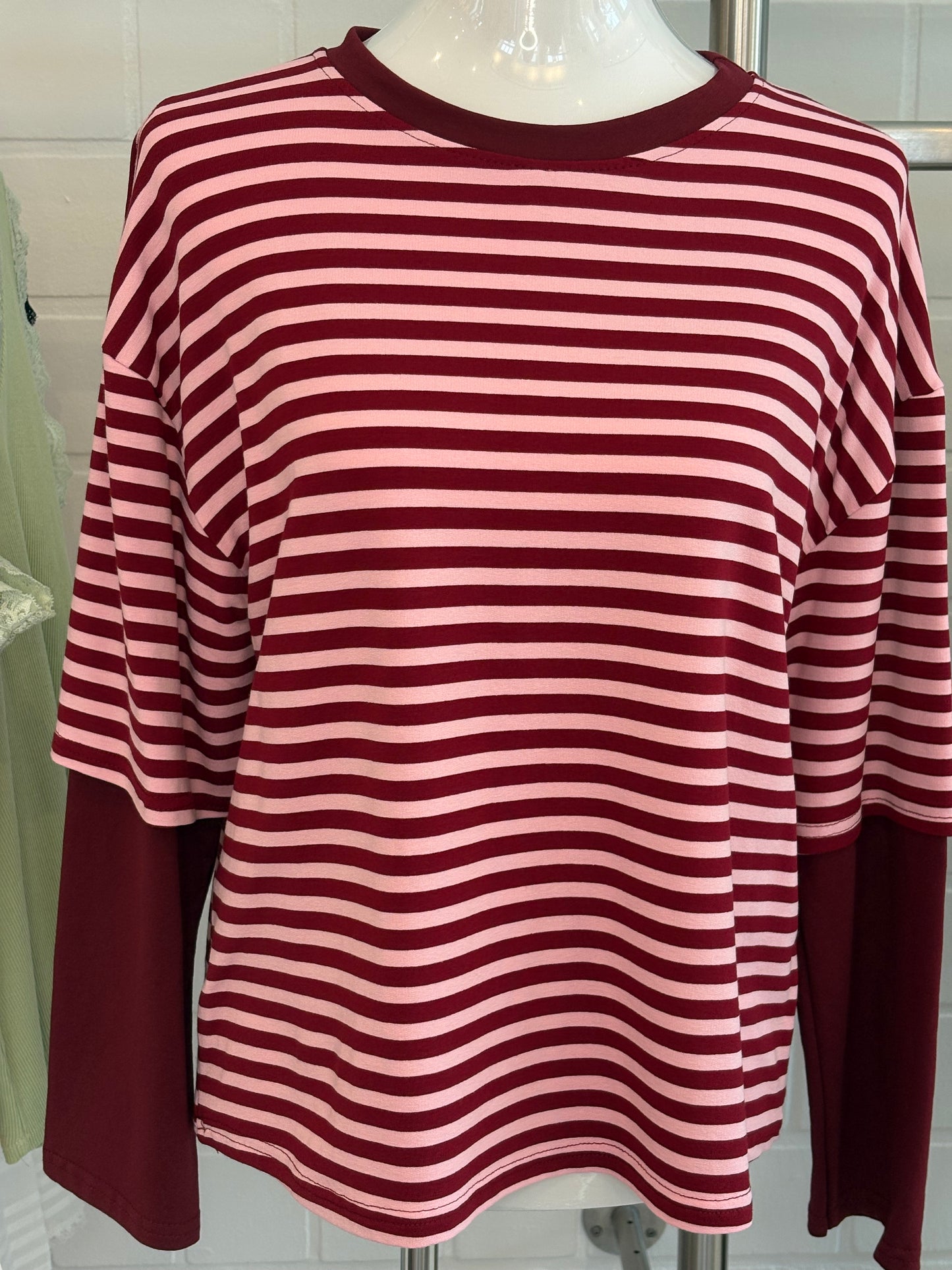 Langarmshirt gestreift Two in One Optik