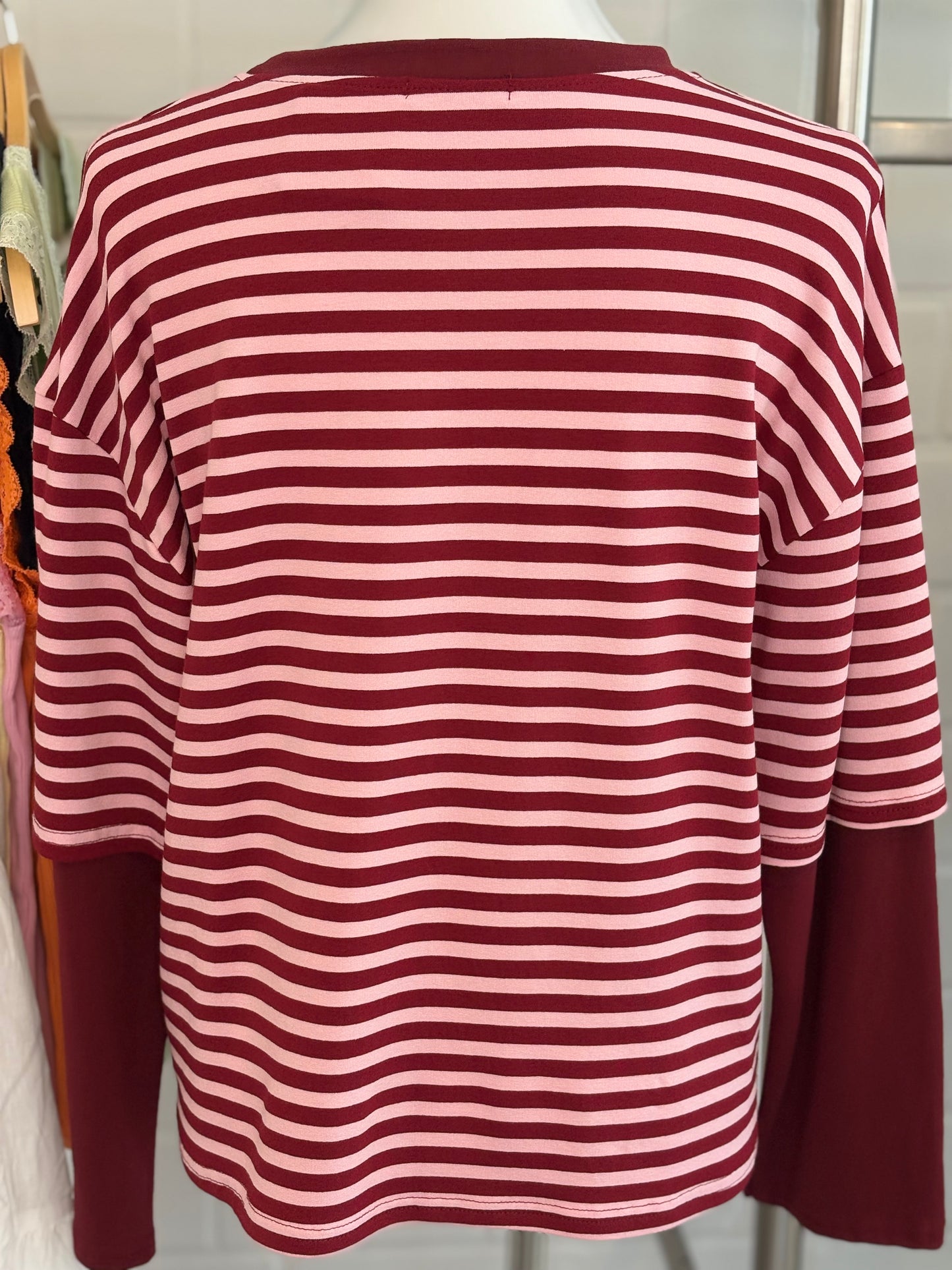 Langarmshirt gestreift Two in One Optik