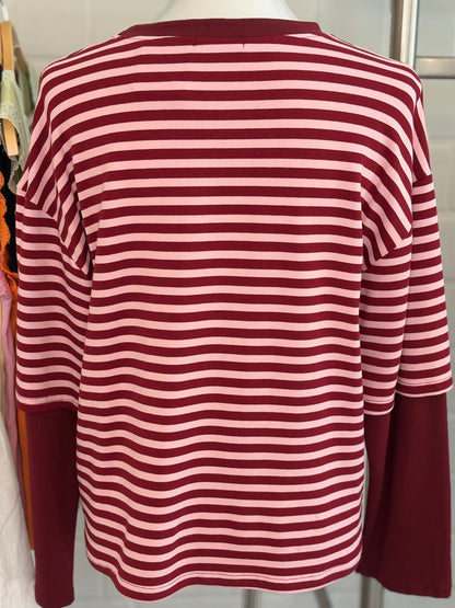 Langarmshirt gestreift Two in One Optik
