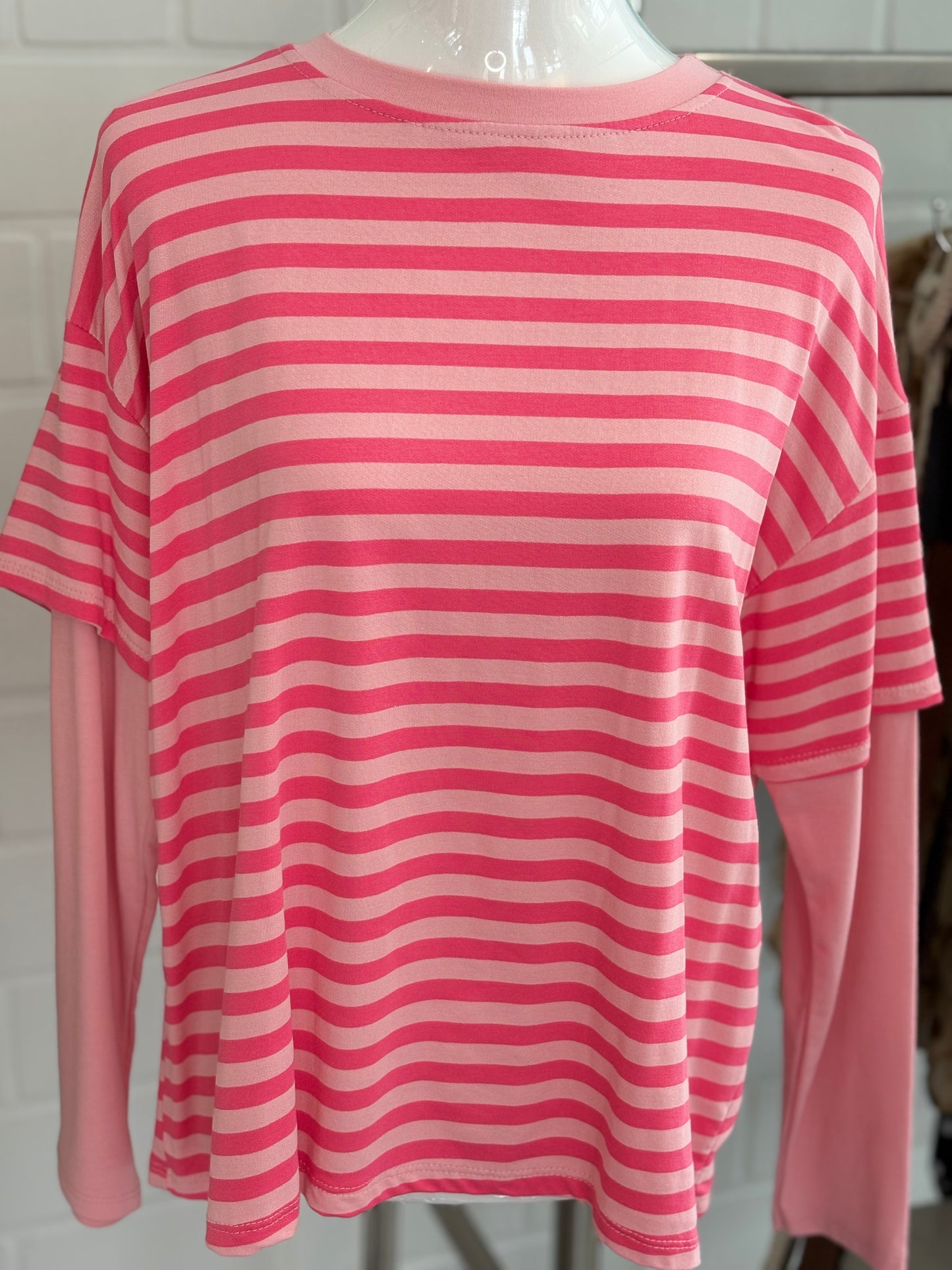 Langarmshirt gestreift Two in One Optik