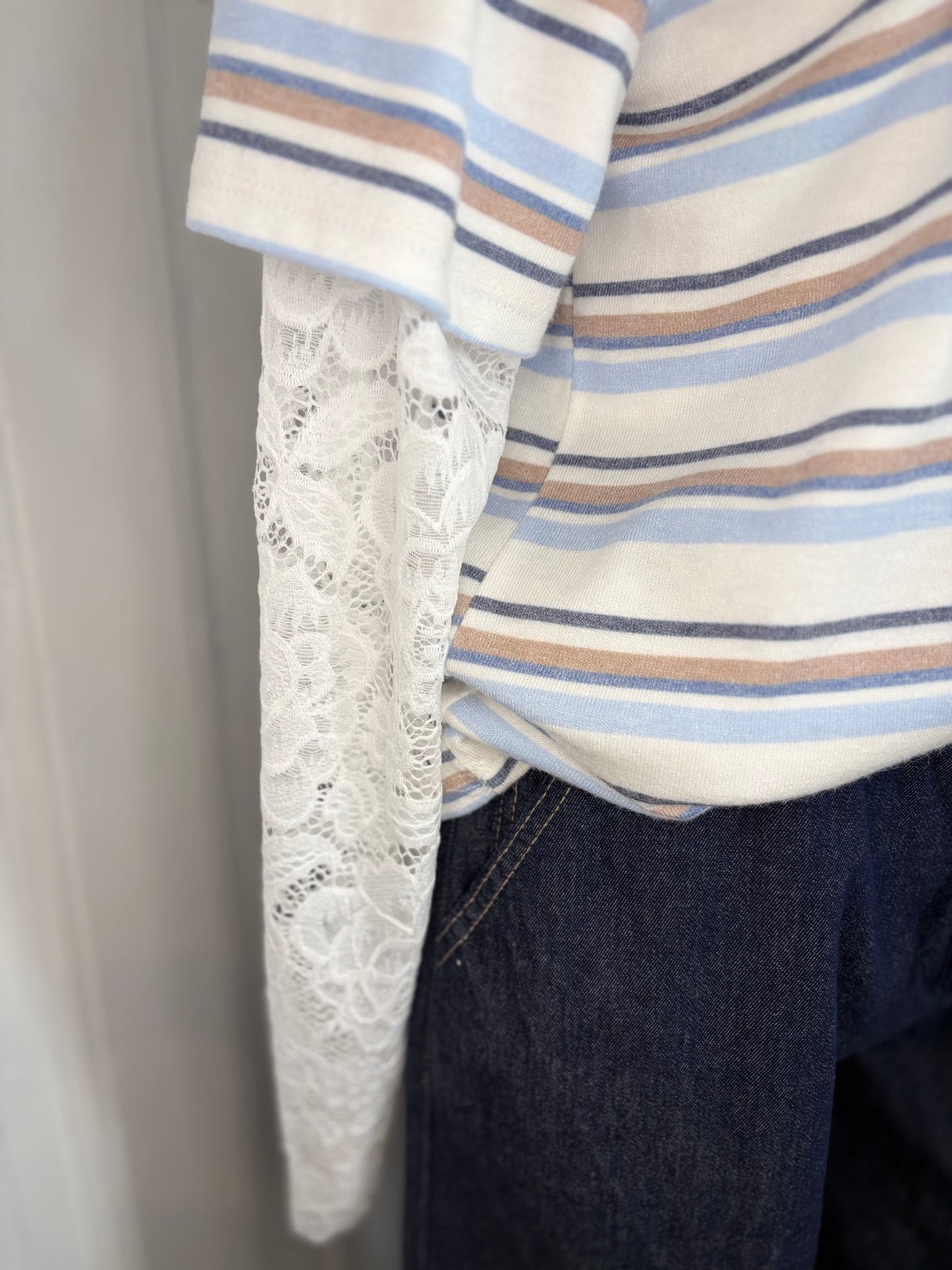 Langarm Shirt mit Spitzenärmeln