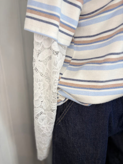 Langarm Shirt mit Spitzenärmeln