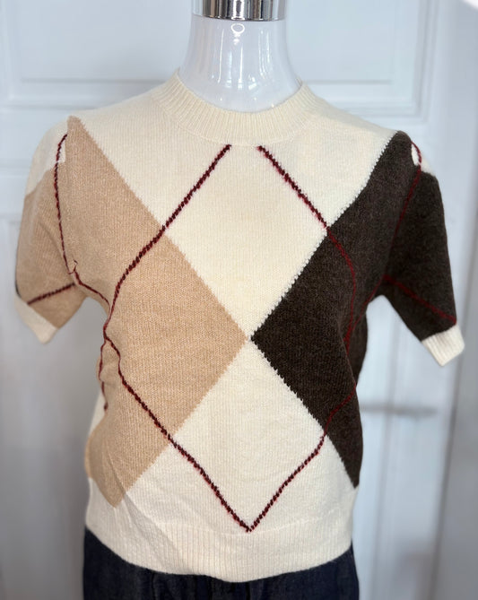 Pullover Halbarm Kariert