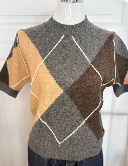Pullover Halbarm Kariert