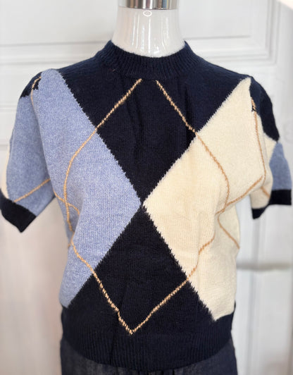 Pullover Halbarm Kariert