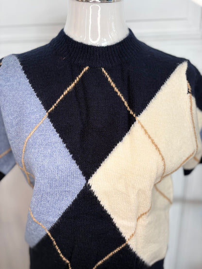 Pullover Halbarm Kariert