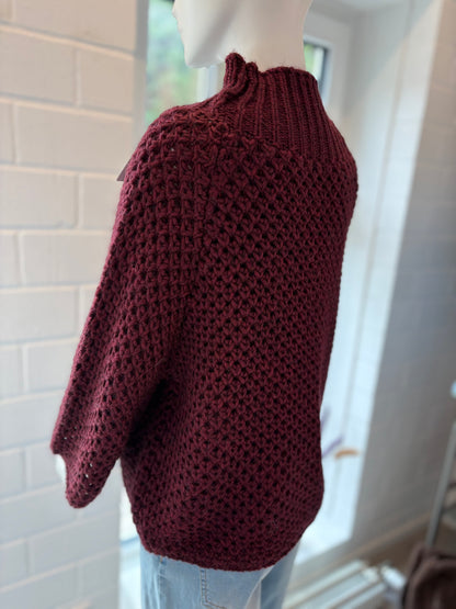 Oversize-Pullover aus dickem Strick mit Stehkragen