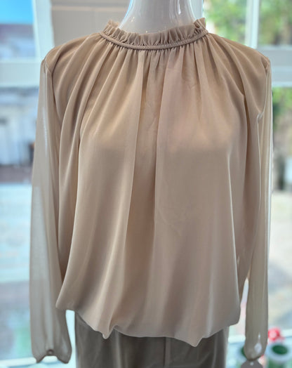 Bluse uni mit Stehkragen