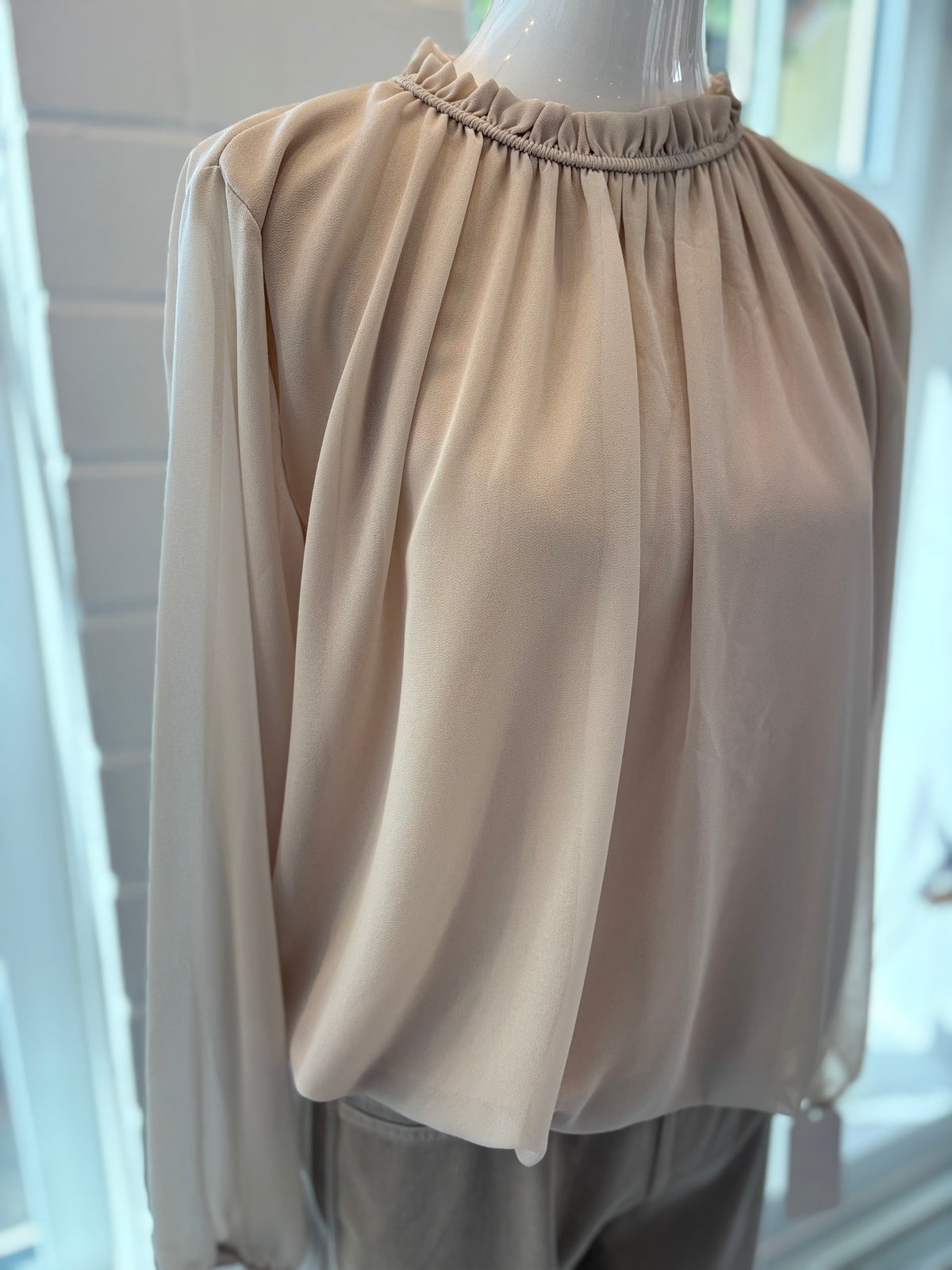 Bluse uni mit Stehkragen