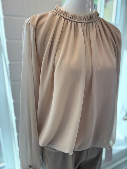 Bluse uni mit Stehkragen