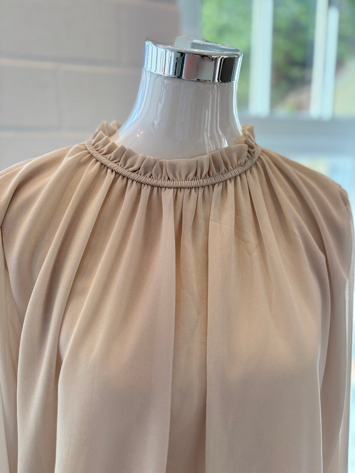Bluse uni mit Stehkragen