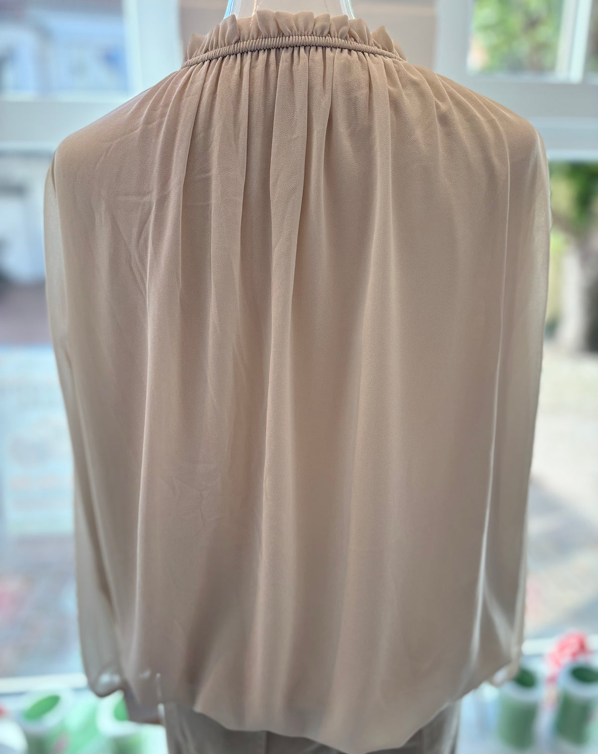 Bluse uni mit Stehkragen