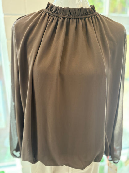 Bluse uni mit Stehkragen