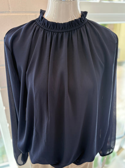 Bluse uni mit Stehkragen