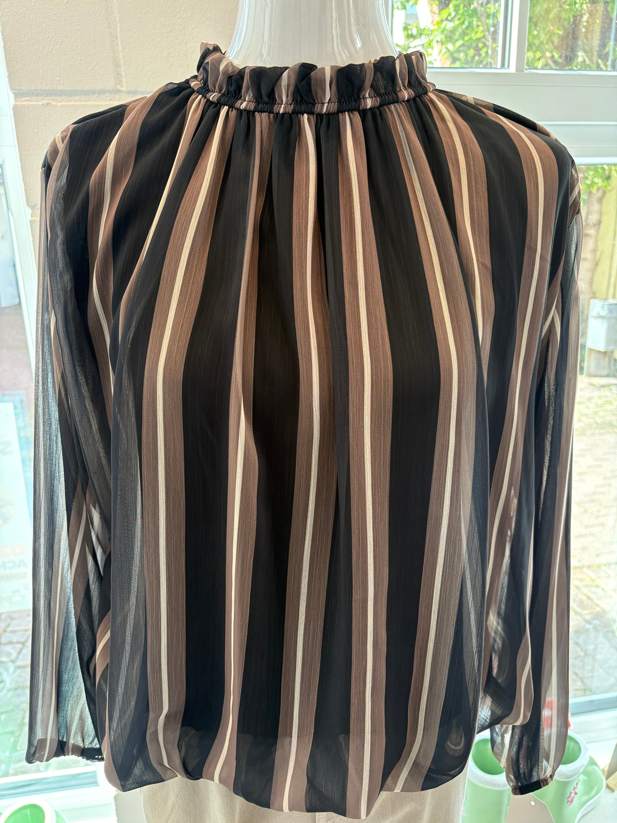 Bluse mit Stehkragen gestreift