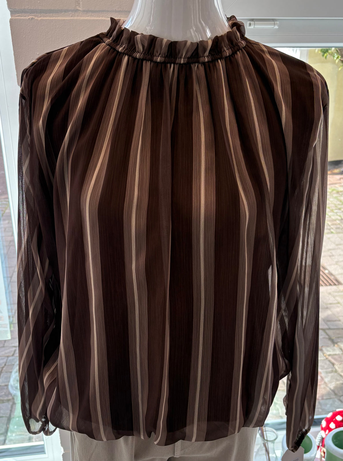 Bluse mit Stehkragen gestreift