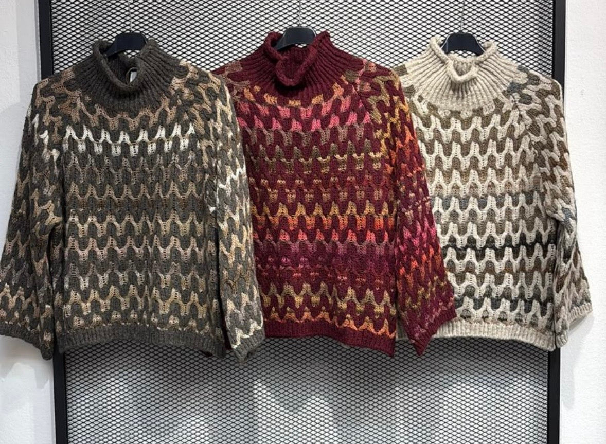 Strickpullover mit Stehkragen