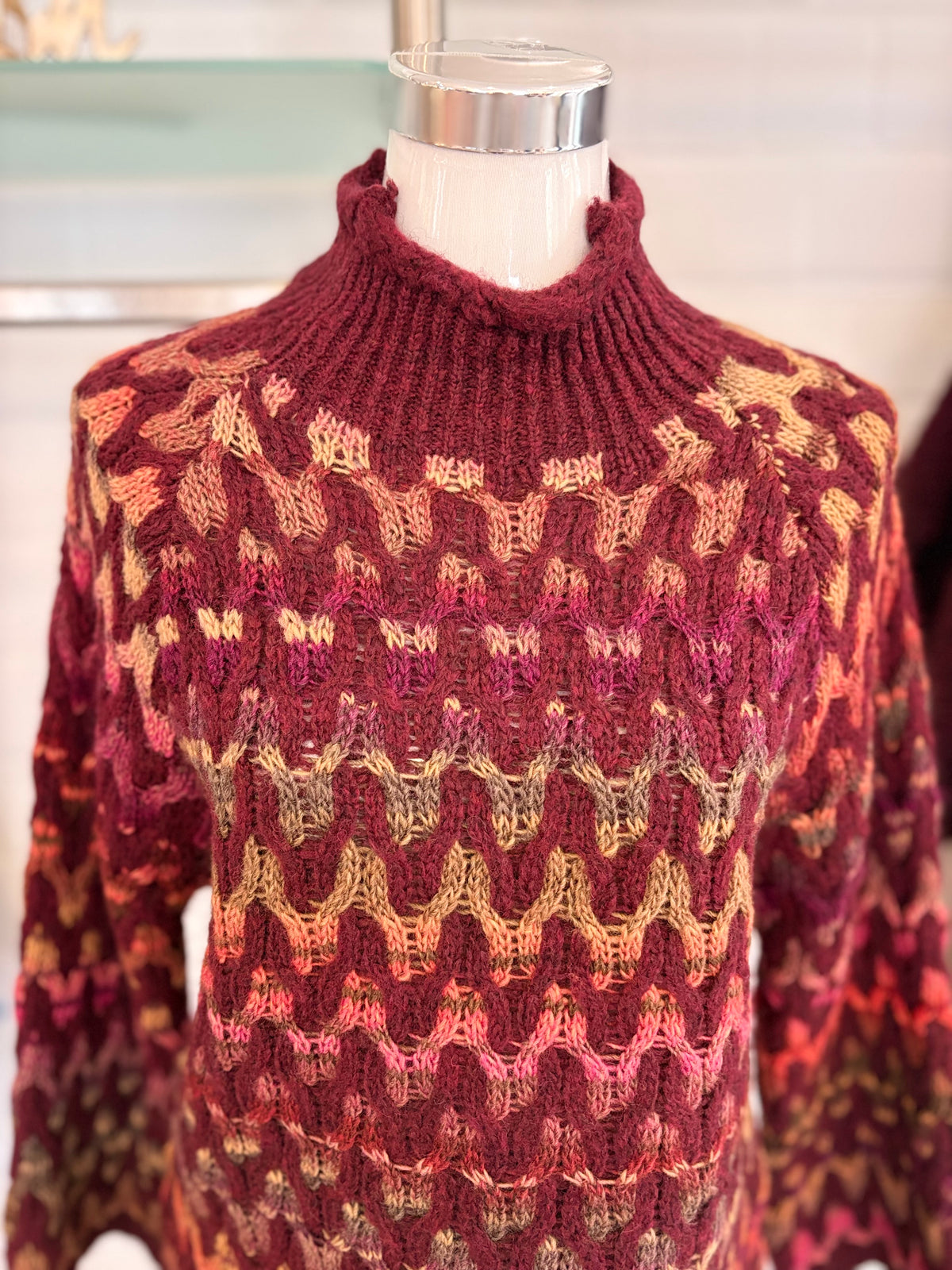 Strickpullover mit Stehkragen