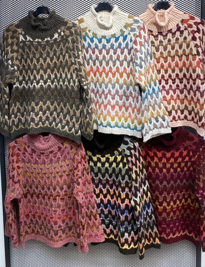 Strickpullover mit Stehkragen