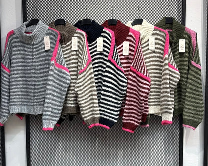 Strickjacke gestreift mit Reißverschluss