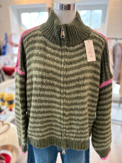 Strickjacke gestreift mit Reißverschluss
