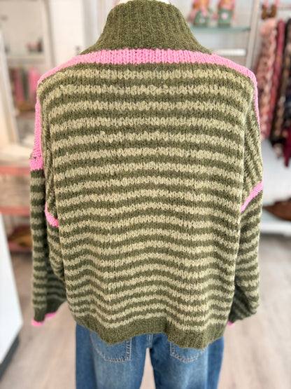 Strickjacke gestreift mit Reißverschluss