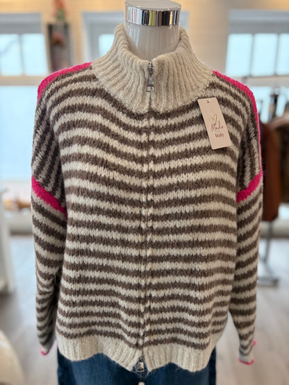 Strickjacke gestreift mit Reißverschluss