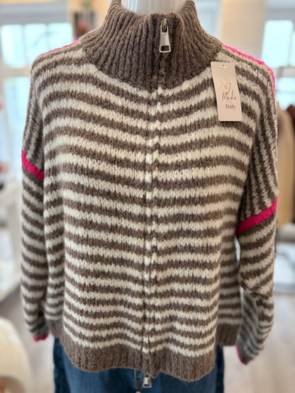 Strickjacke gestreift mit Reißverschluss