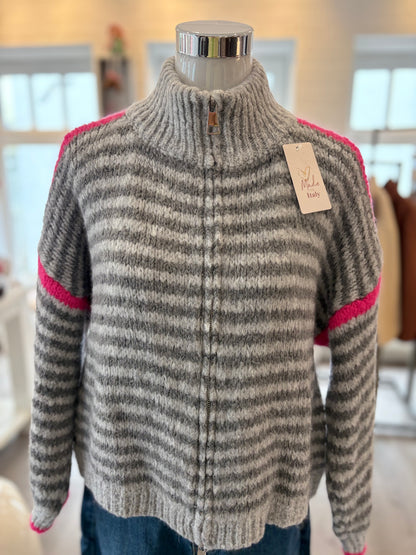 Strickjacke gestreift mit Reißverschluss