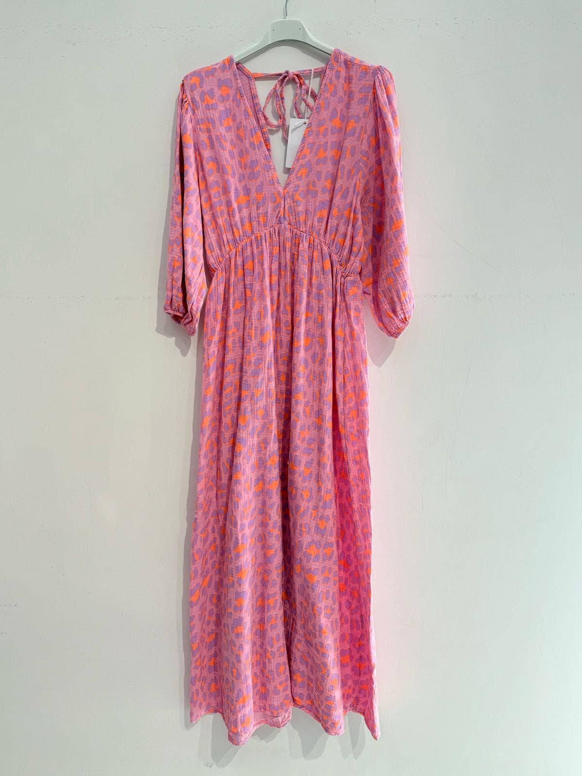 Kleid aus Baumwollgaze Musselin GROSSER LEOPARD