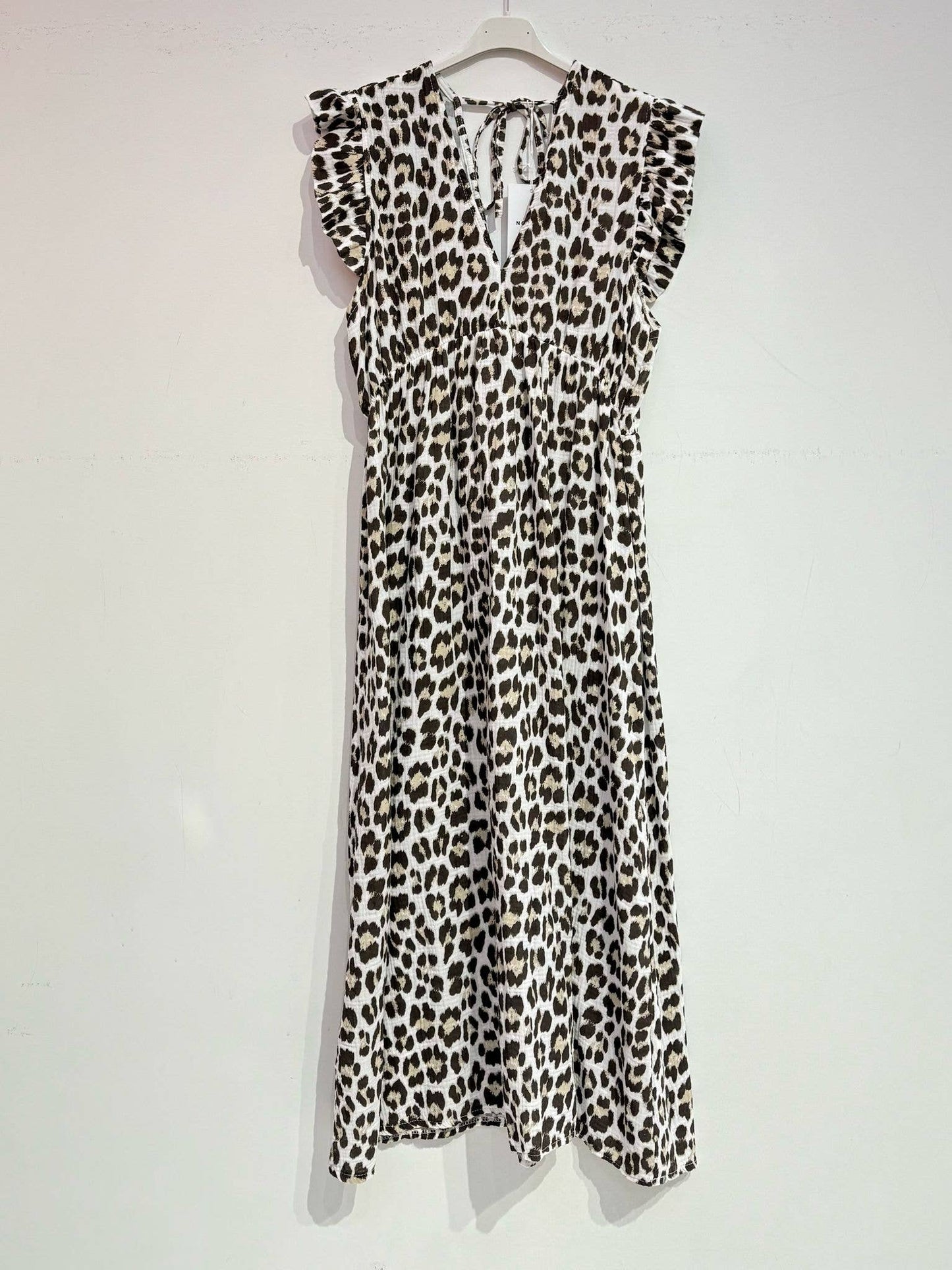 Langes Kleid aus Baumwollgaze Musselin LEOPARD