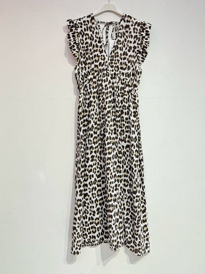 Langes Kleid aus Baumwollgaze Musselin LEOPARD