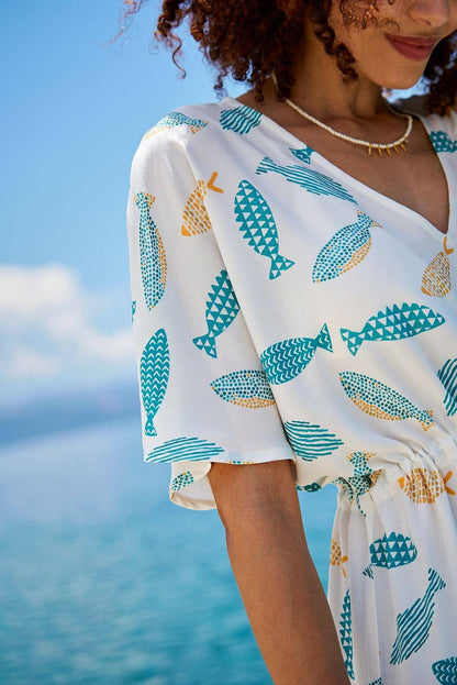 Kokkosammou Maxikleid Kleiner Fisch