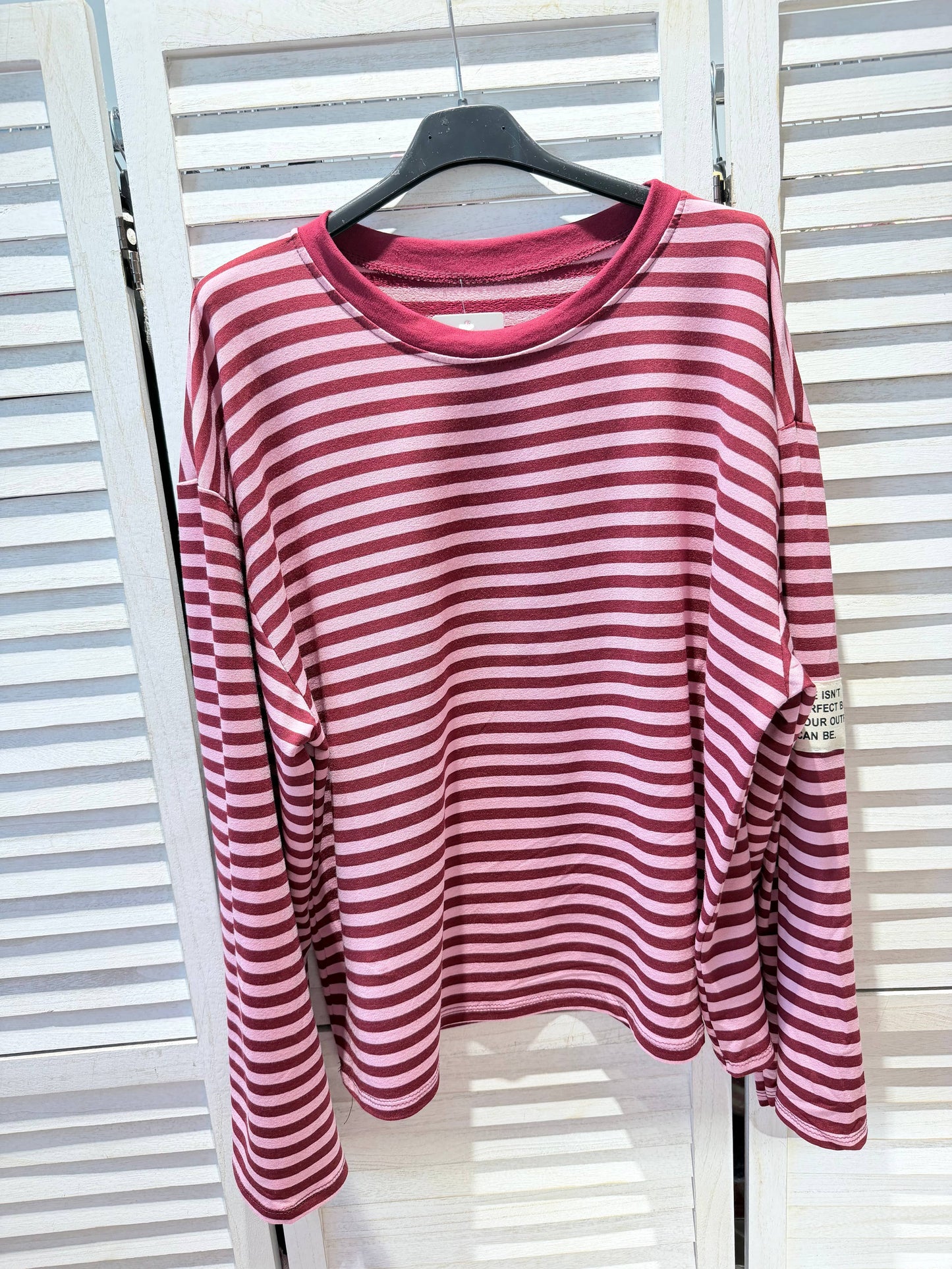T‑Shirt Langarm mit Streifen, ausgestellter Schnitt