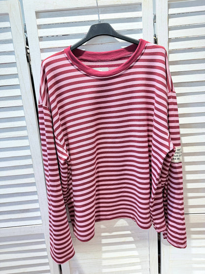 T‑Shirt Langarm mit Streifen, ausgestellter Schnitt