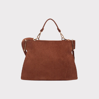 Schultertasche mit Griff, Reißverschluss und gerippter Optik