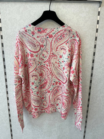 Boho-Paisley-Rosen-Pullover – Strick mit Blumenmuster