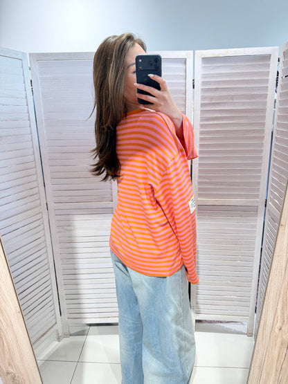 Gestreiftes T-Shirt Langarm