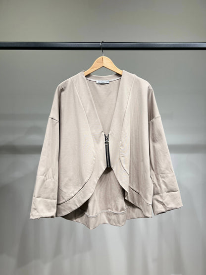 Kurze Weste mit Reißverschluss und V-Ausschnitt aus Baumwolle/Nylon