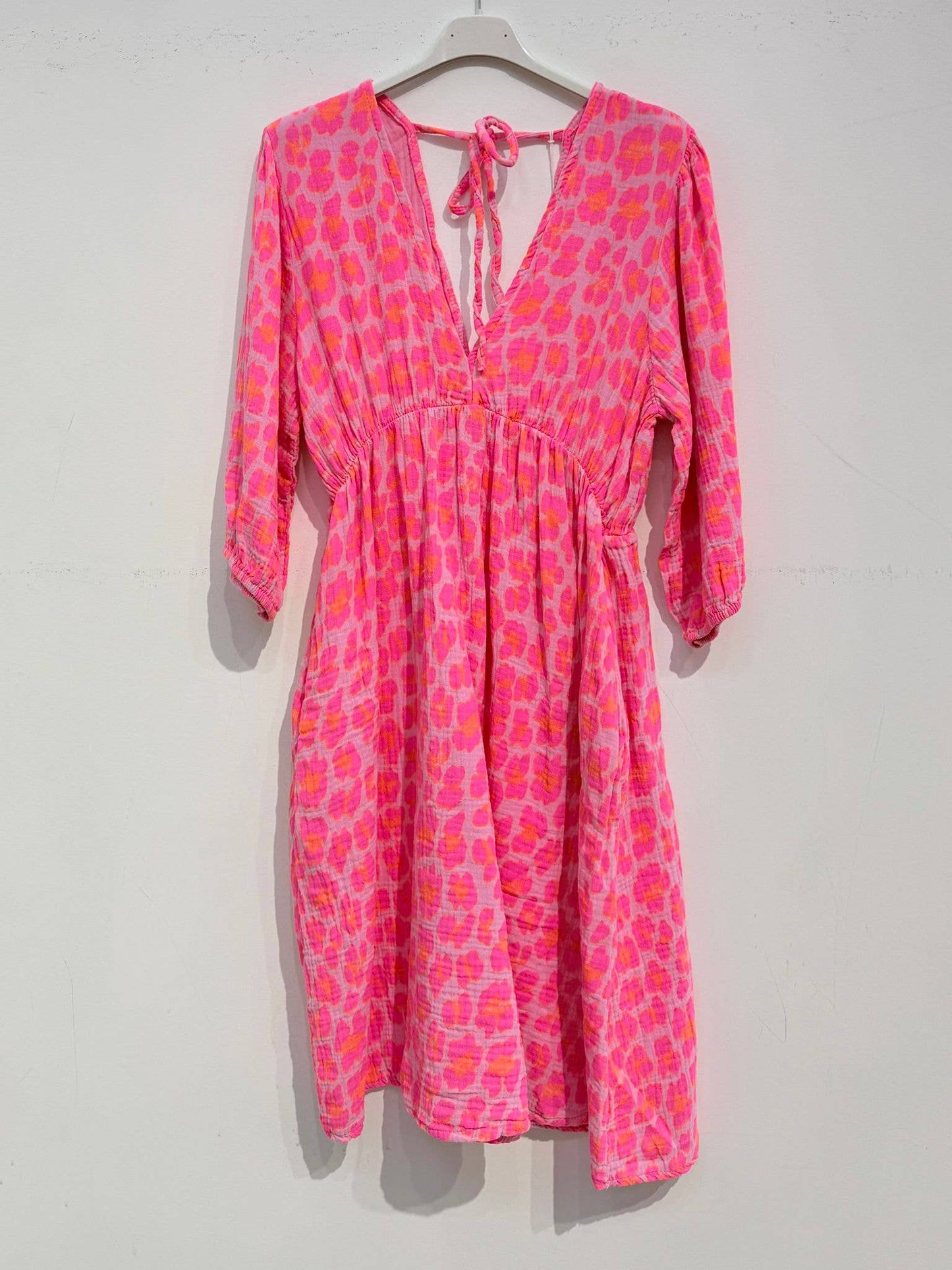 Kurzes Kleid aus Baumwollgaze Musselin LEOPARD