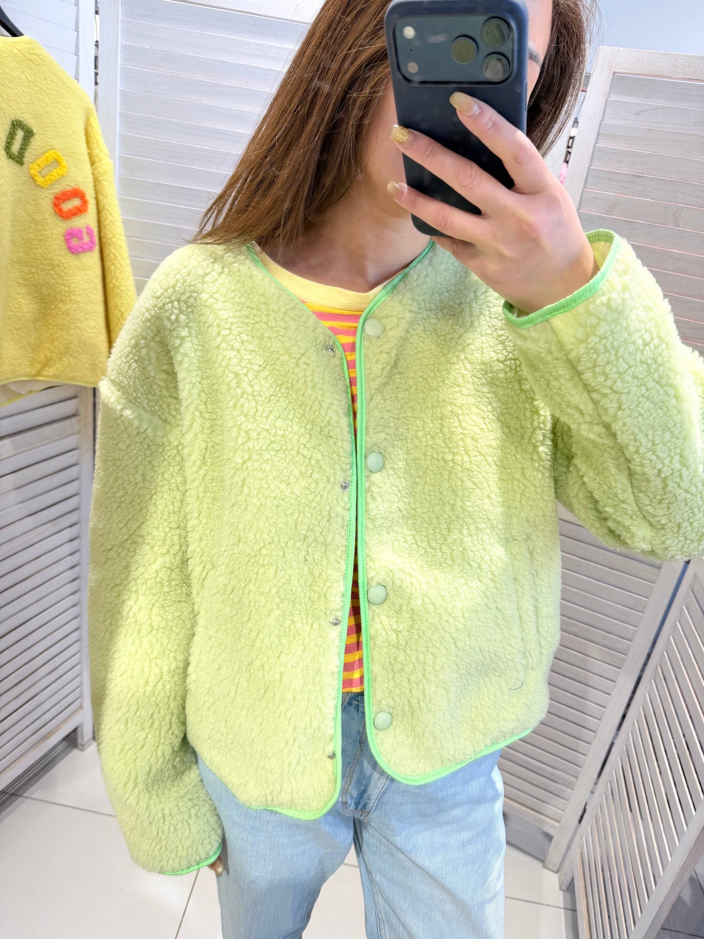 Plüschjacke Teddyjacke mit Schriftzug