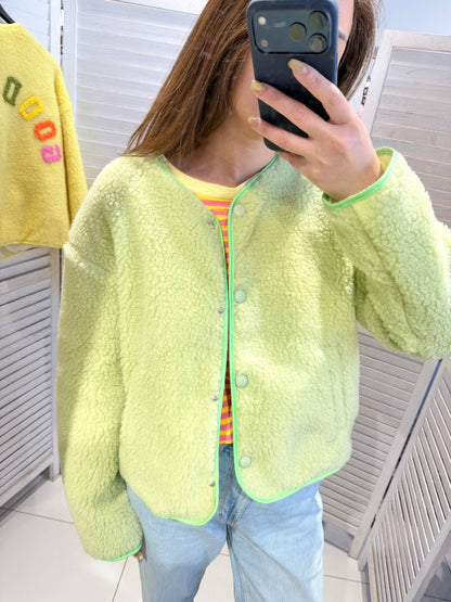 Plüschjacke Teddyjacke mit Schriftzug