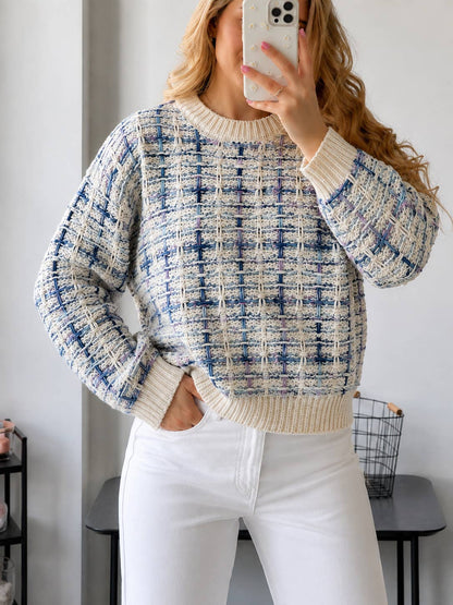 Pullover Entrelac-Strick mit bunten Garnen