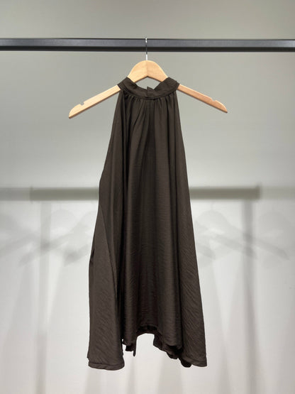 Weites Halter-Top, ärmellos, rückenfrei, mit Bindung, ausgestellter Schnitt