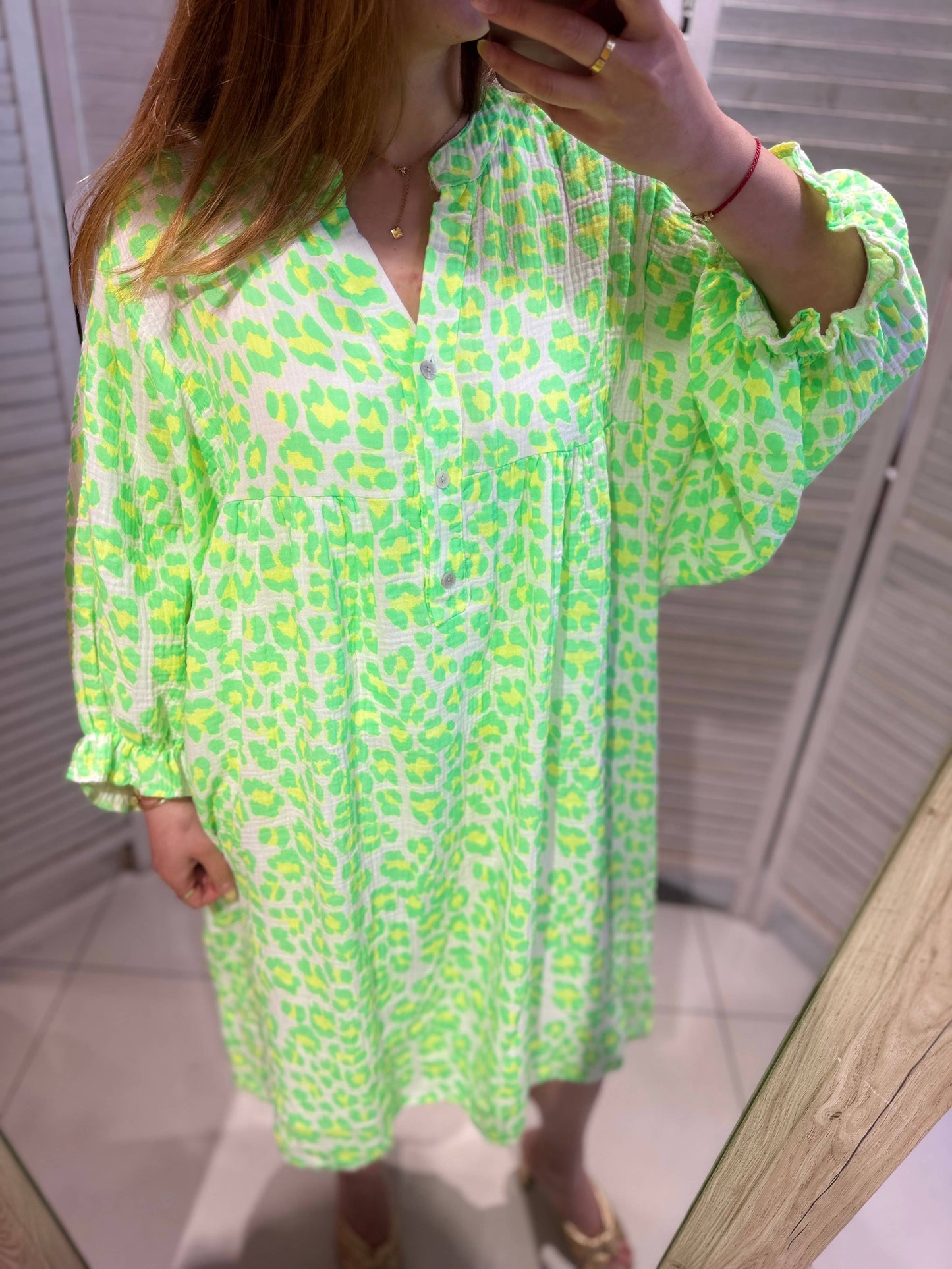 Fließendes Kleid Musselin mit Animal-Print
